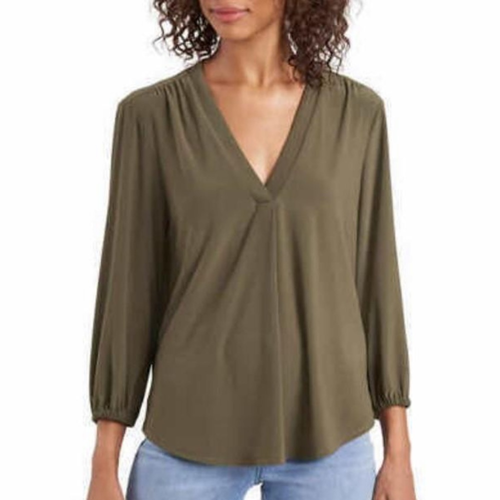 Two By Vince Camuto - Women’s V-Neck Long Sleeve Top